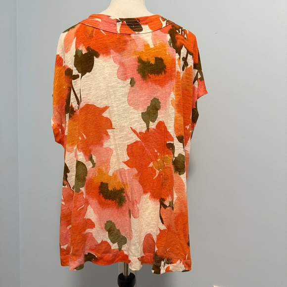 Joie Plus Short Sleeve Floral‎ Print Linen Blend Top Blouse Size 2X - Picture 4 of 8